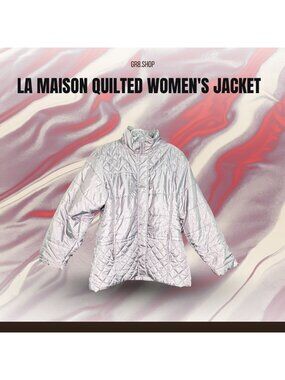 La Maison Quilted Womens Jacket Silver Size 10 Lightweight Warm Outerwear With Z